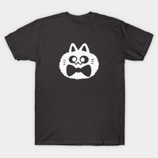 fluffy cat with bow tie // white T-Shirt